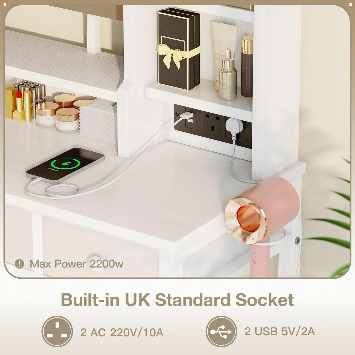 Dressing Table Large LED Mirror 3 Lighting Modes - Image 3