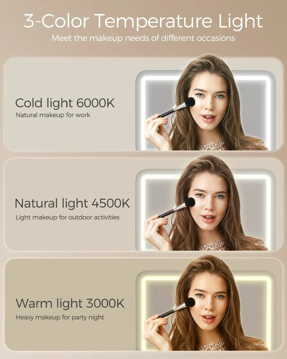 Makeup Table Mirror Stool Vanity 3 Color Adjust - Image 4