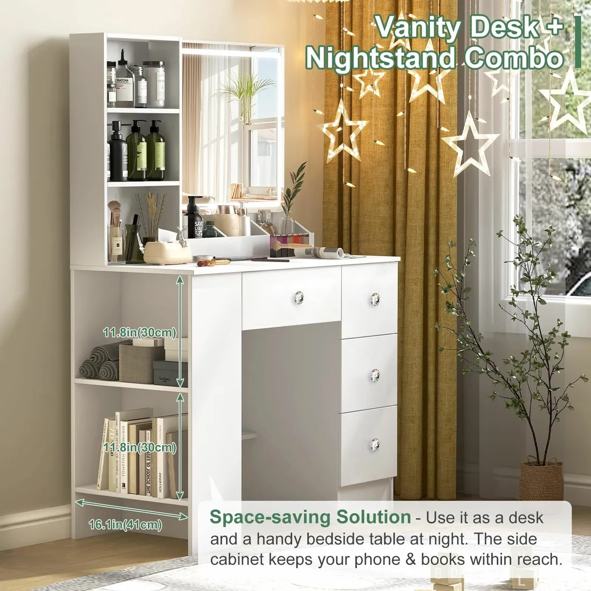 White Dressing Table Mirror LED Lights Vanity - Image 4