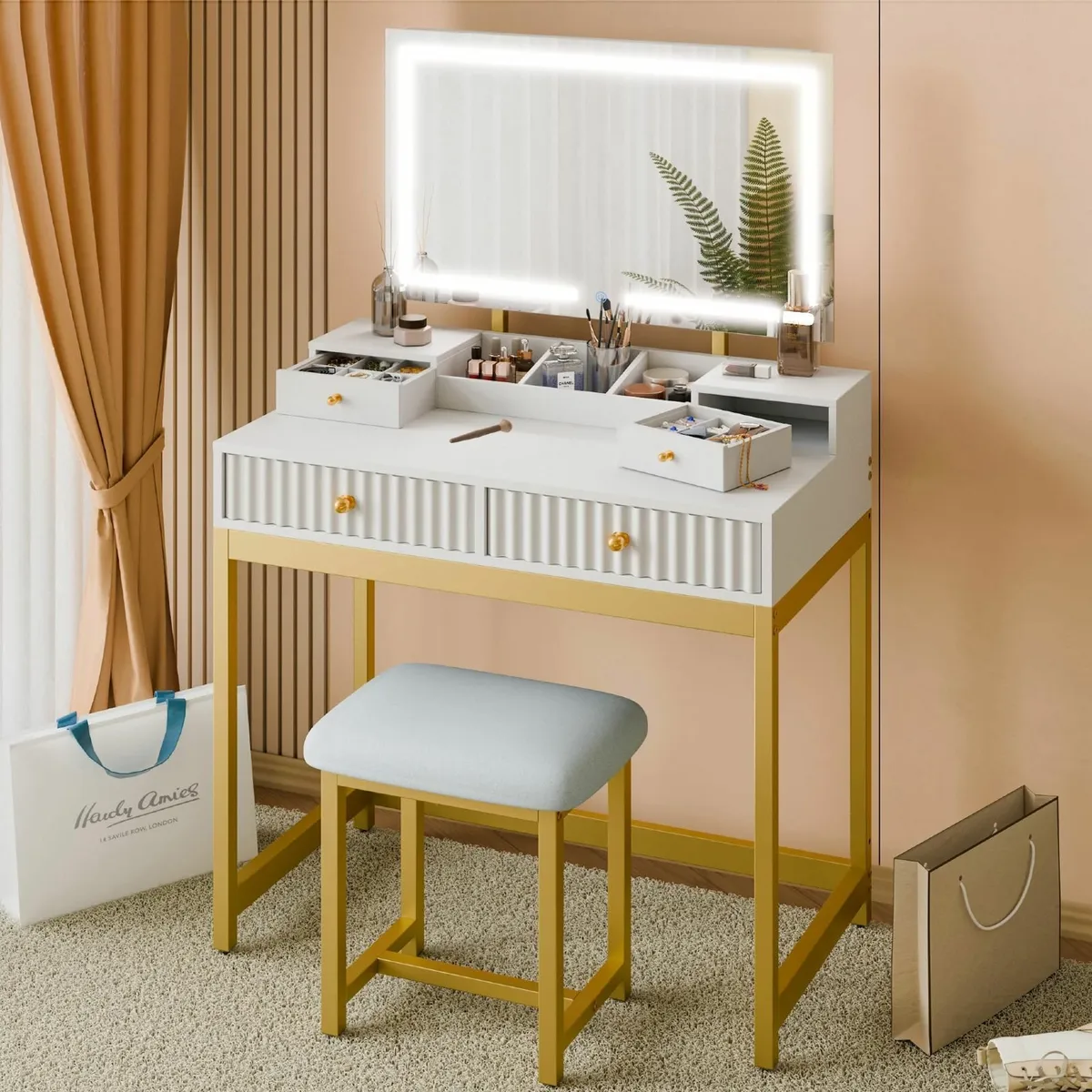 Dressing Table Mirror Stool, Drawers Jewellery - Image 1