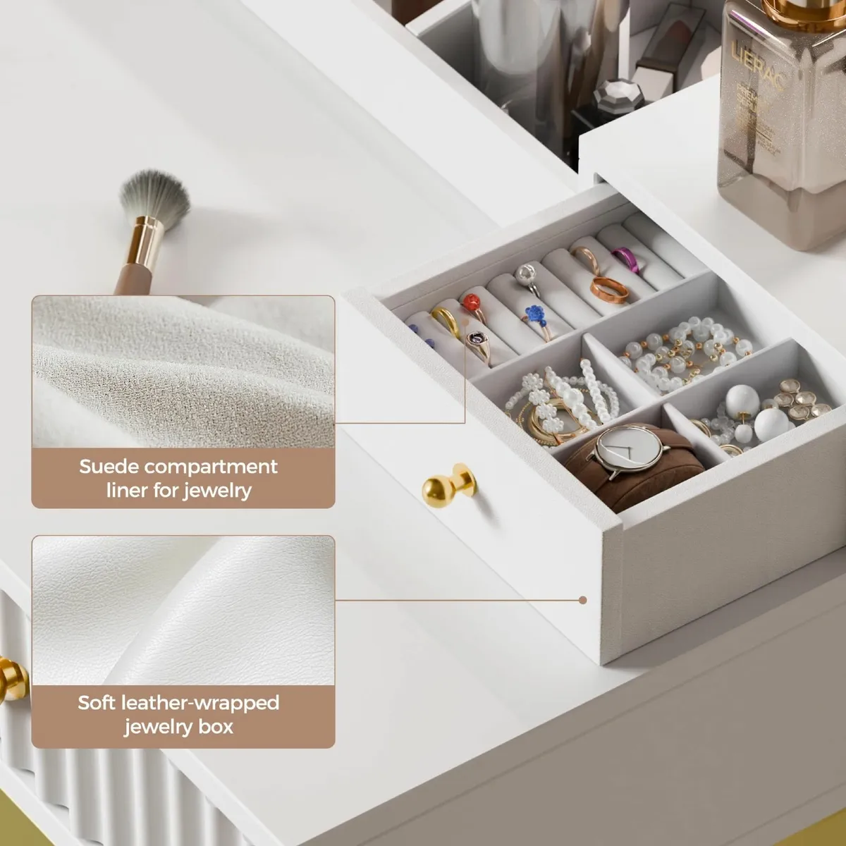 Dressing Table Mirror Stool, Drawers Jewellery - Image 3