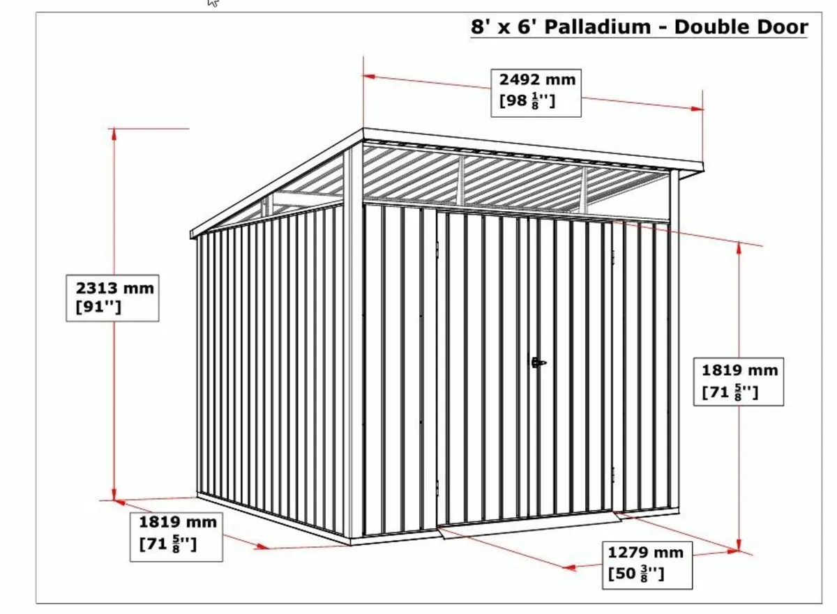 8×6 Palladium Steel Shed – Silver 🎁FREE Patio Box - Image 4