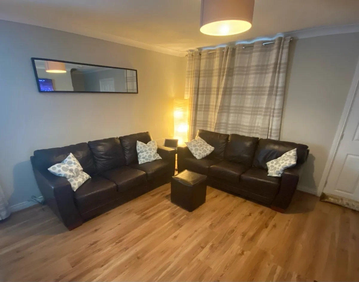 2 Dark Brown Leather Sofas - Image 1