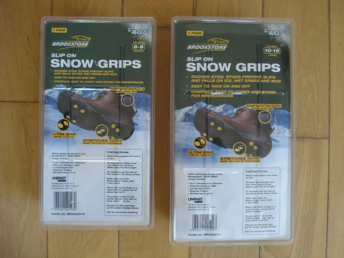 SHOE SLIP ON SNOW GRIPS. UK 6-9. UK 10-12. 2 PAIRS - Image 1