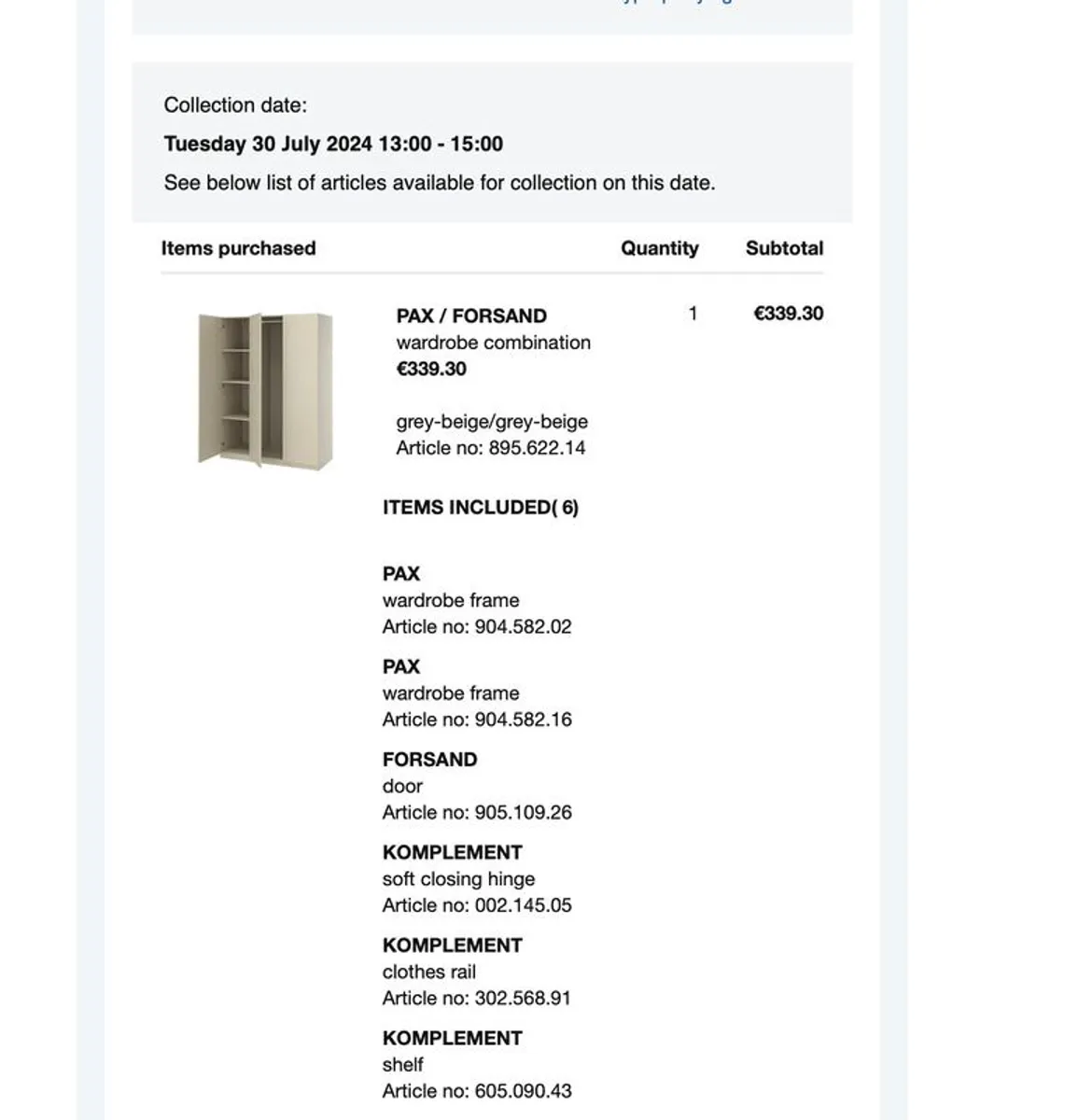 Pax Forsand IKEA Wardrobe Combo - new but assembled - Image 2