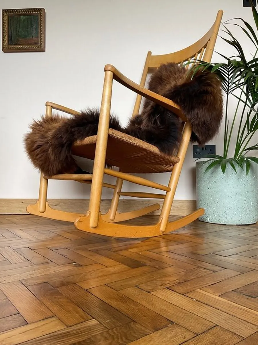 Mid century modern Danish rocking chair by Hans J Wegner date stamp 1966 - Image 1