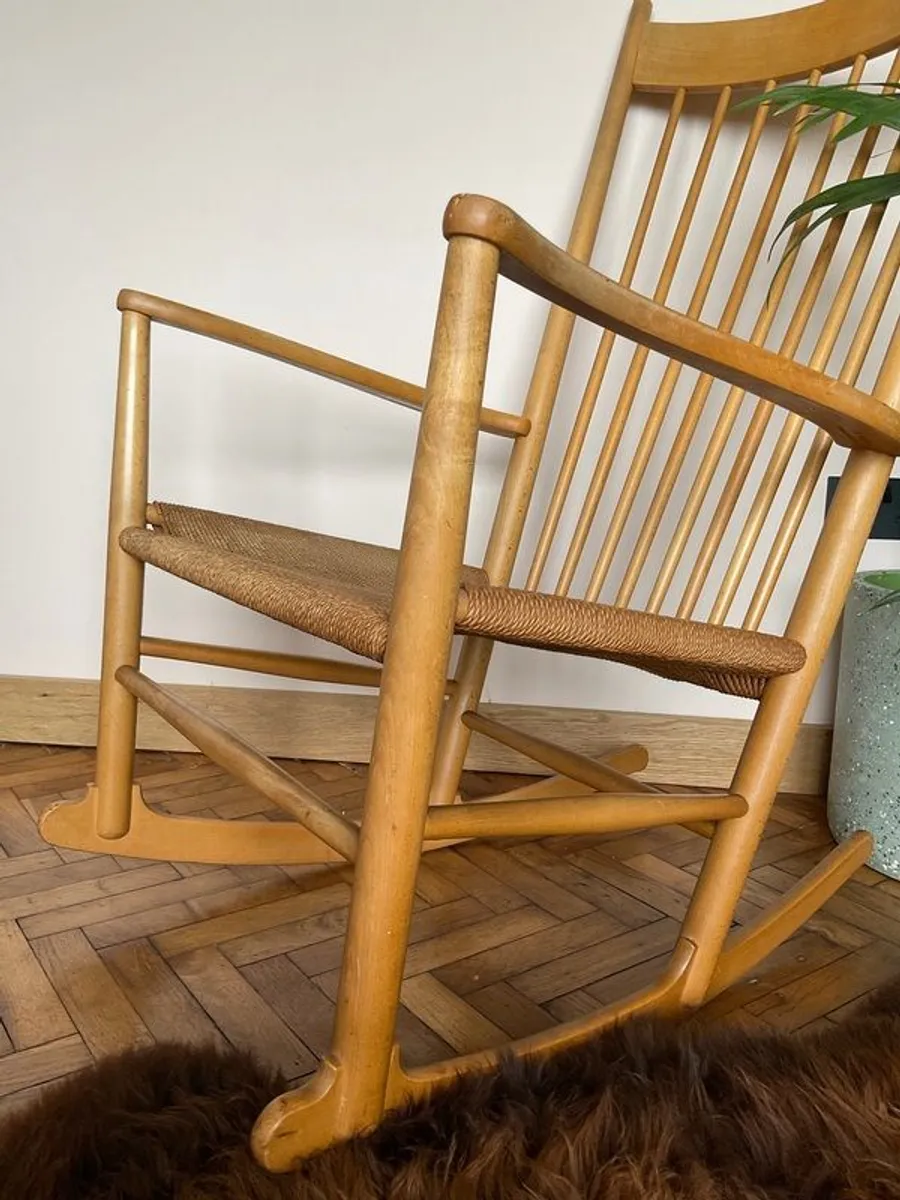 Mid century modern Danish rocking chair by Hans J Wegner date stamp 1966 - Image 3