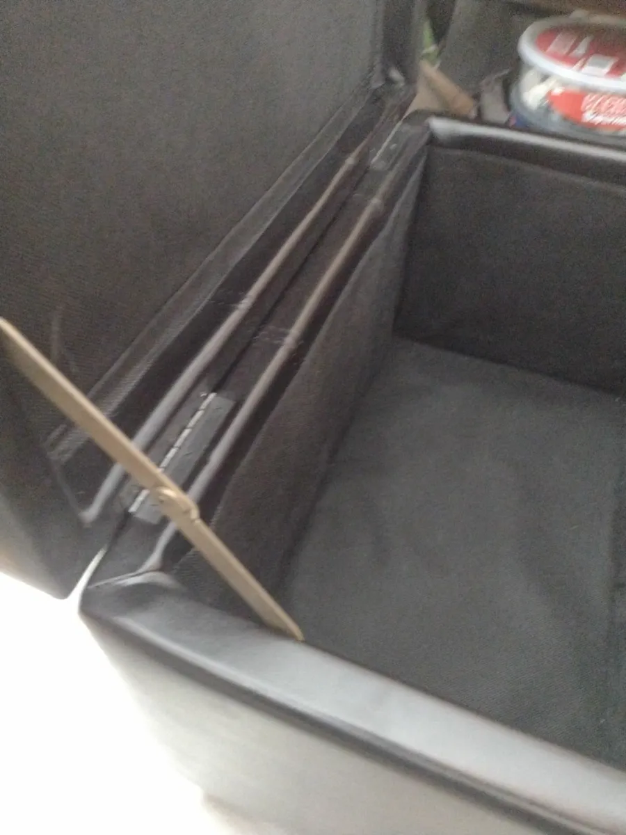 Vintage leather cushioned stool with storage - Image 3