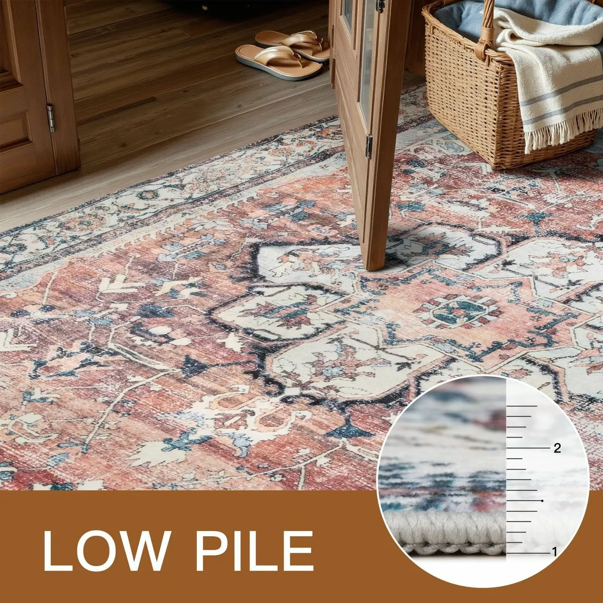 Large 200x300 - Vintage Rug Machine Washable - Image 3