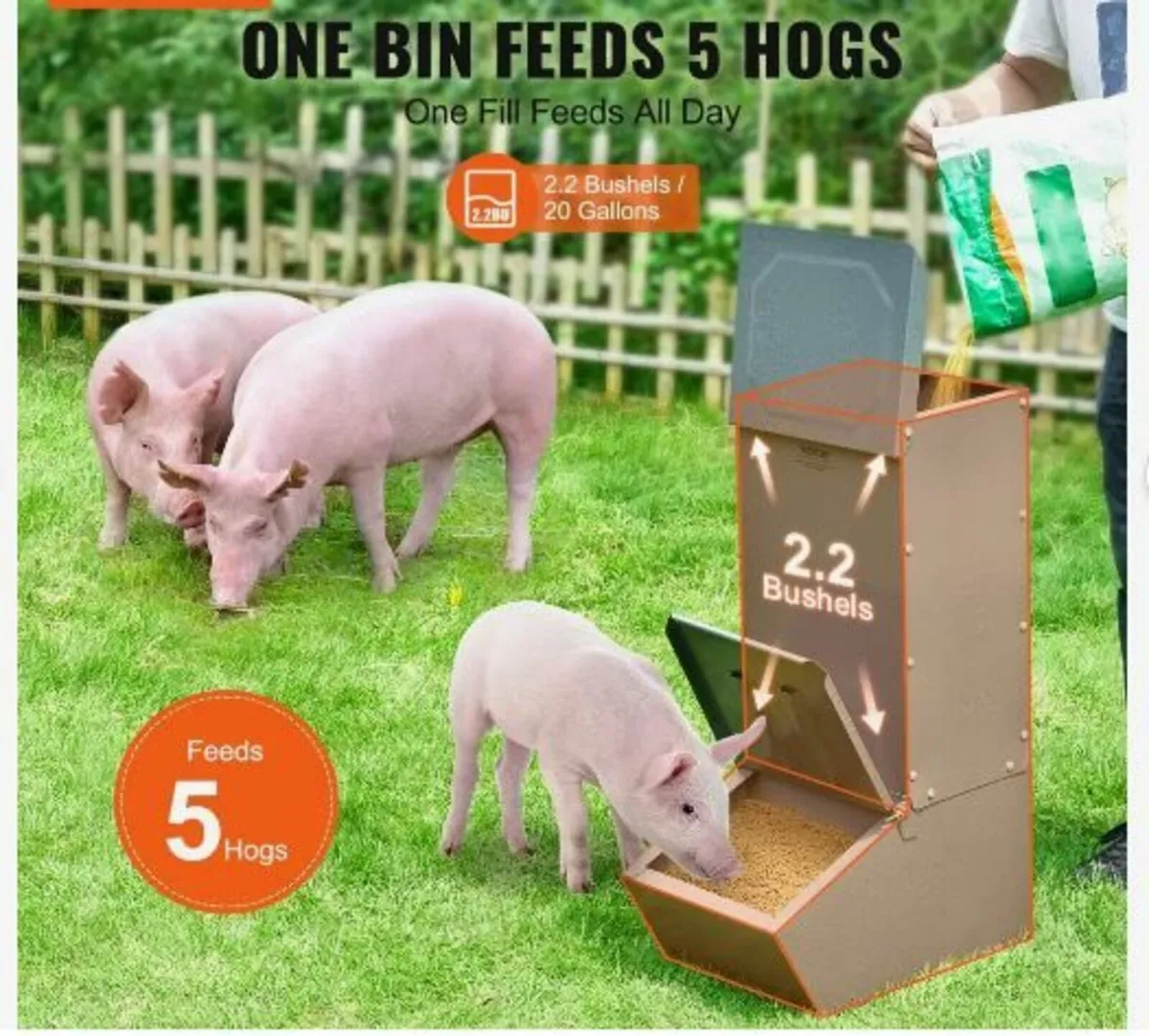 Hog Feeder, 2.2 Bushel Capacity - Image 2