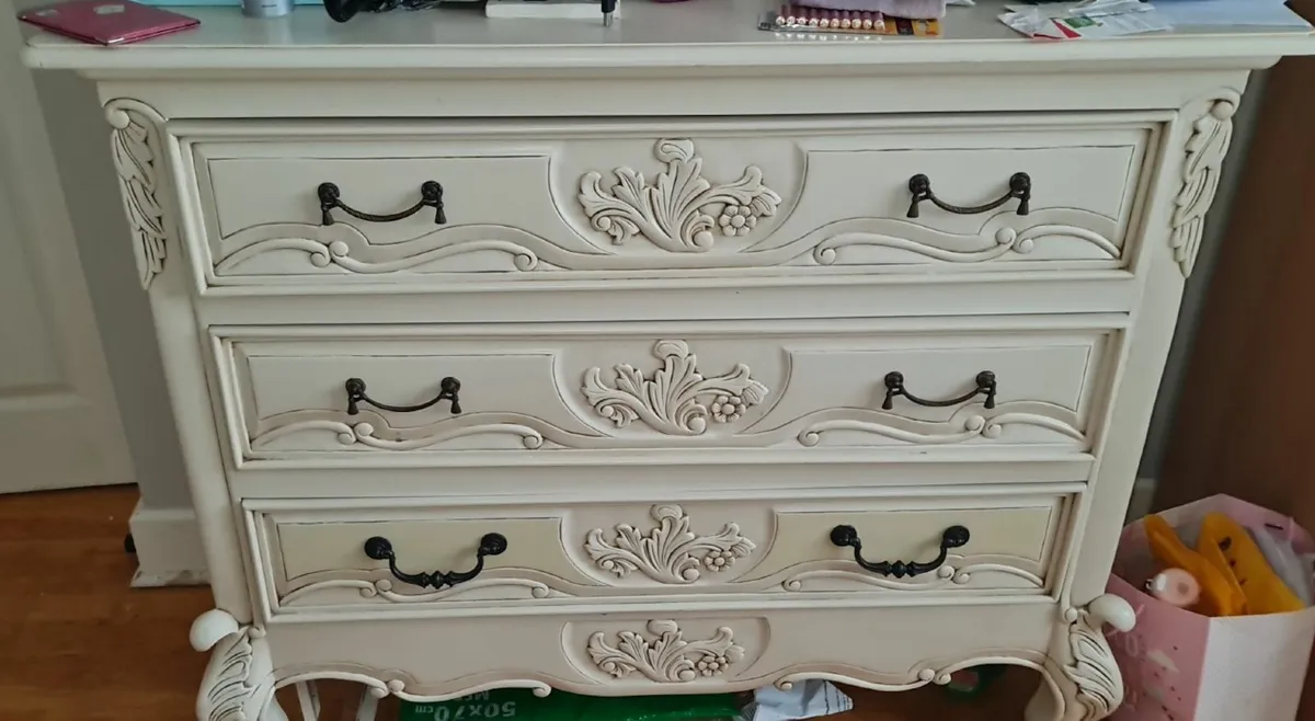 French Provincial Solid Wood Chest of Drawers - Image 2