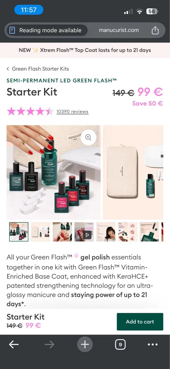 Manicurist green flash led lamp starter kit - Image 1