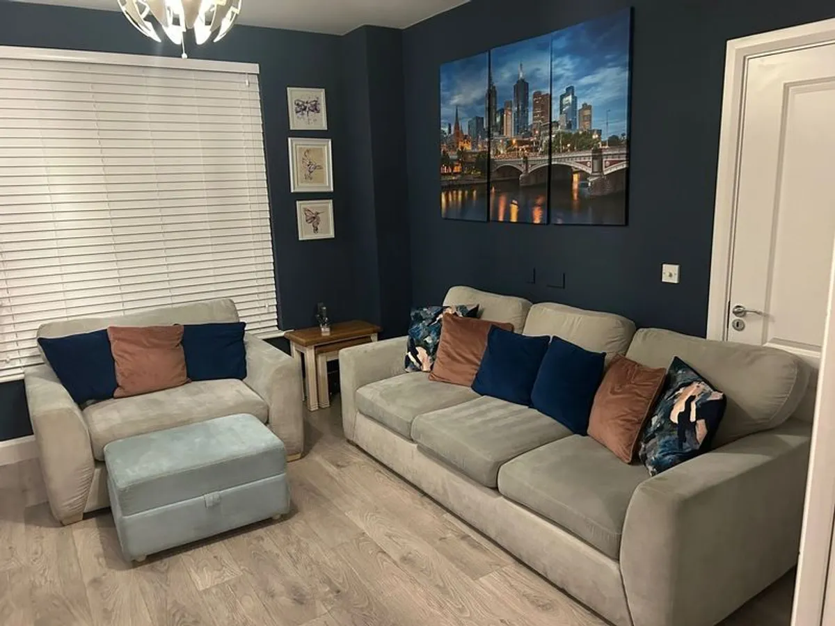 Couch (4 seater), Cuddler and storage footstool - Image 1