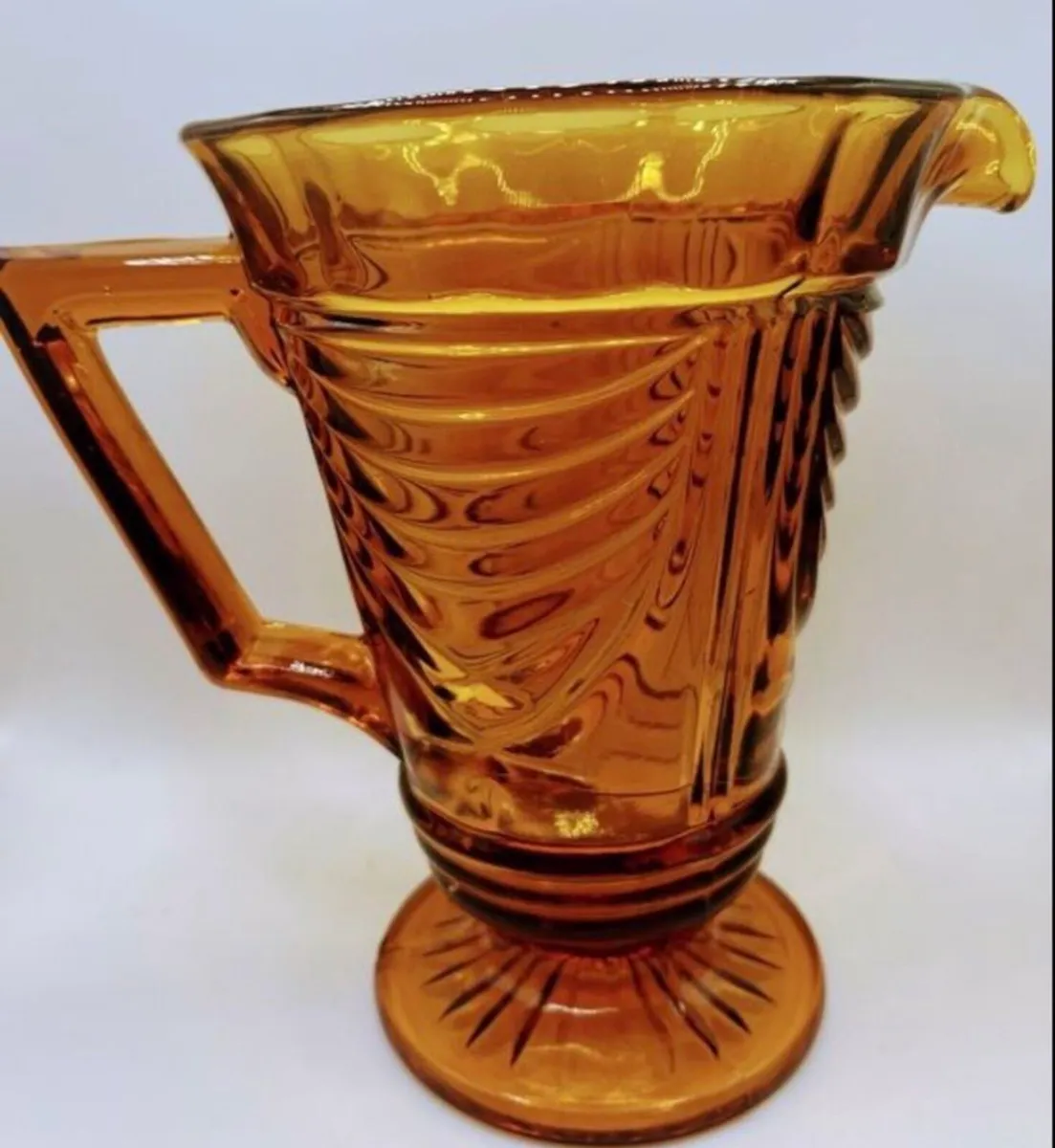Large 1930s Art Deco Sowerby Amber glass jug - Image 2