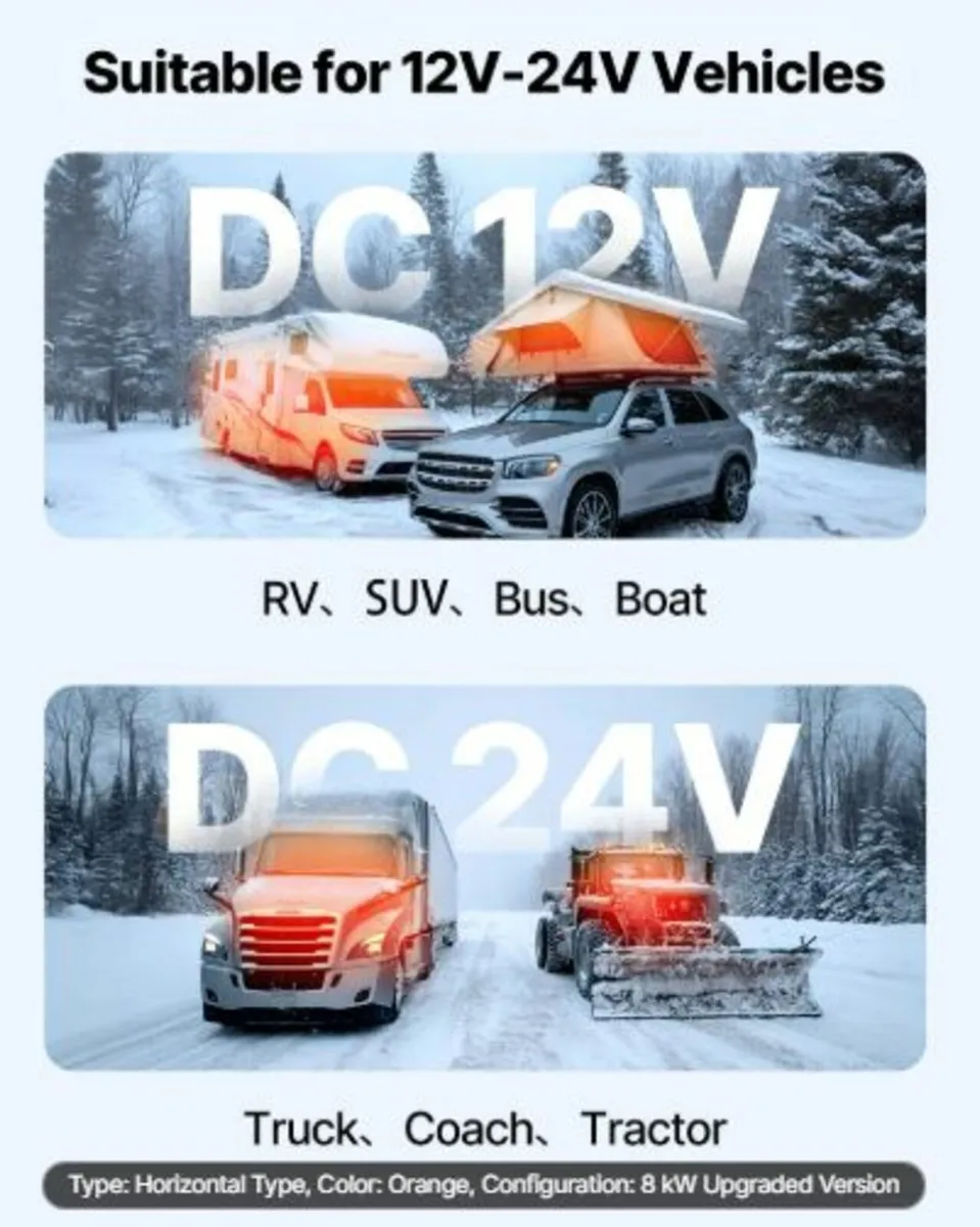 Diesel Air Heater, 12-24V 5-8KW, Fast Heating - Image 3