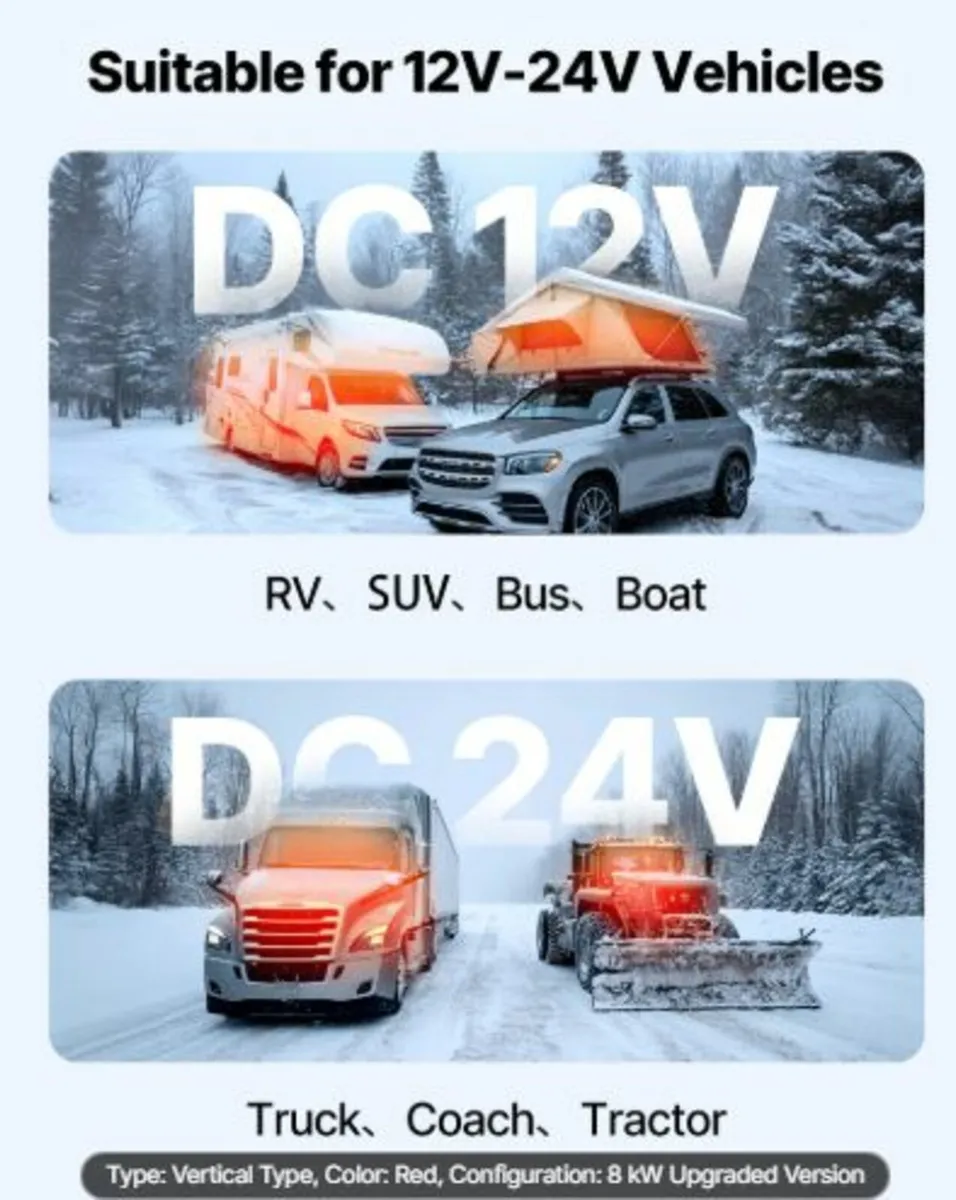 Diesel Air Heater, 12-24V 5-8KW, Fast Heating - Image 3