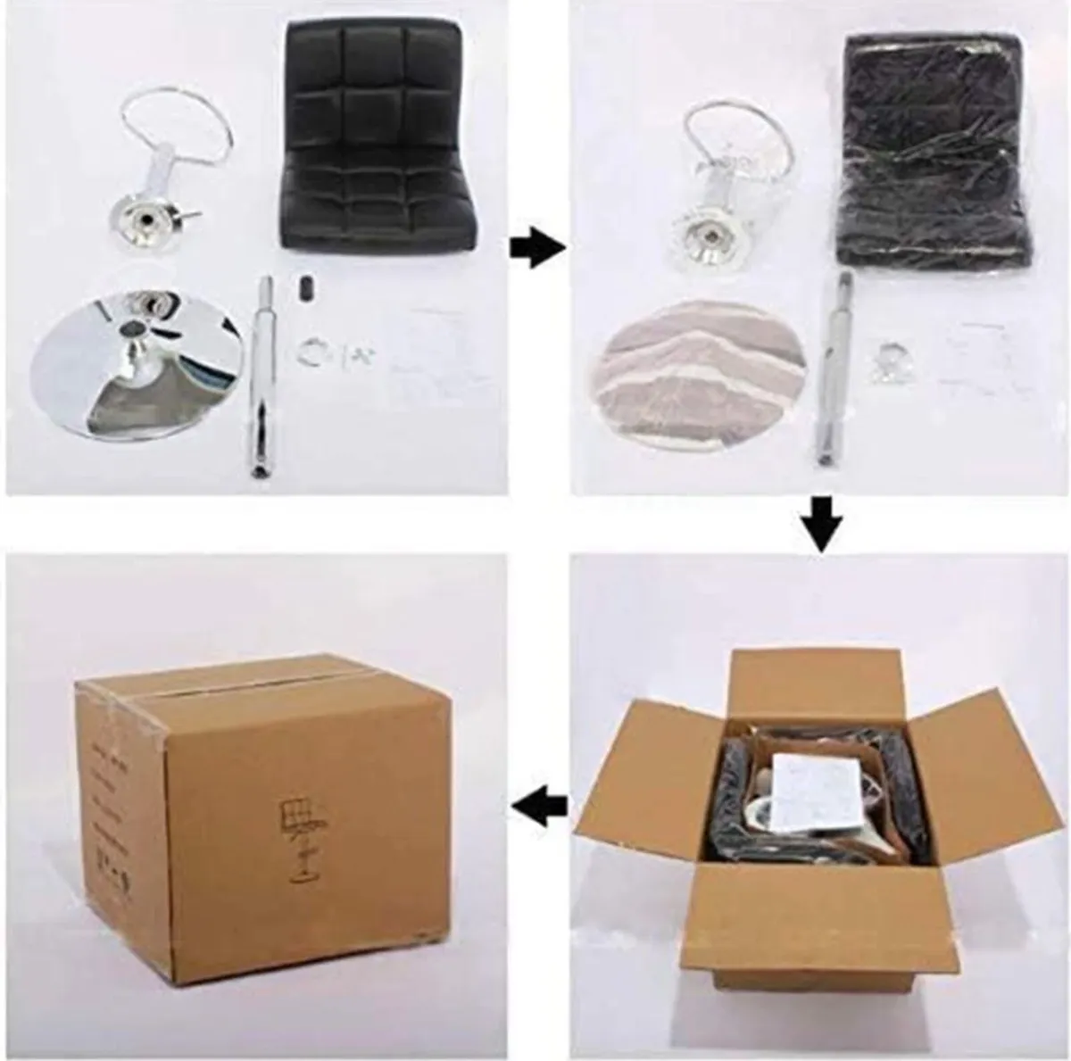 Black PU Leather Kitchen Bar Stool Adjustable NEW - Image 3