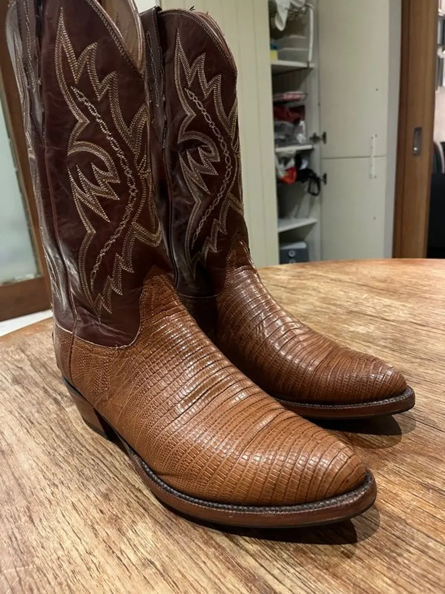 Lucchese Genuine Lizard Skin Cowboy Boots Size 12D (USA) Excellent - Image 1