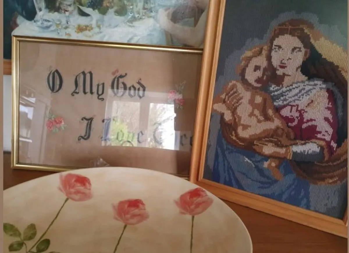 Silk & Cross Stitch Framed Pictures - Image 1