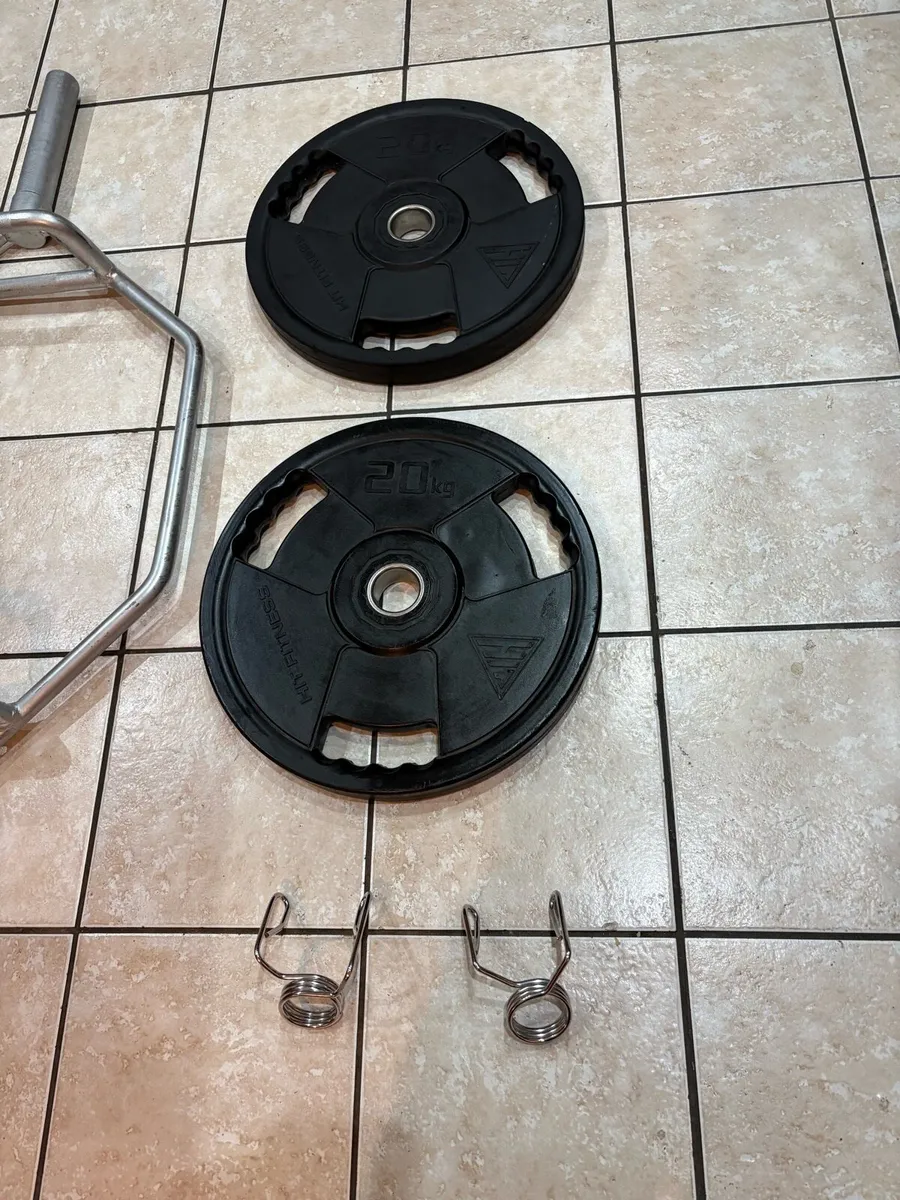 OLYMPIC 20KG HEX SHRUG BAR + 2 X 20KG OLYMPIC WGTS - Image 2