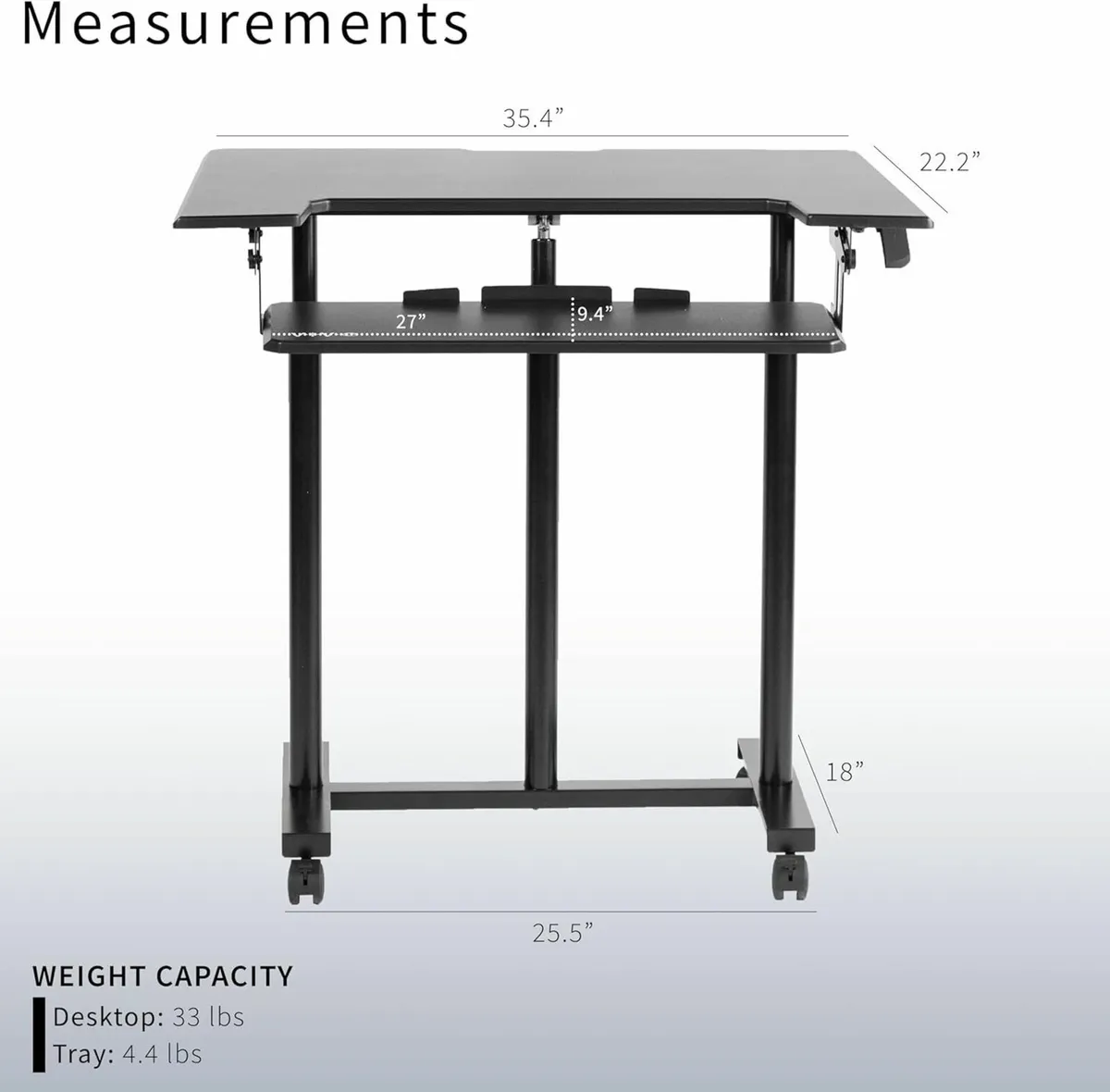 Mobile Height Adjustable Table Stand Up Desk Cart - Image 3