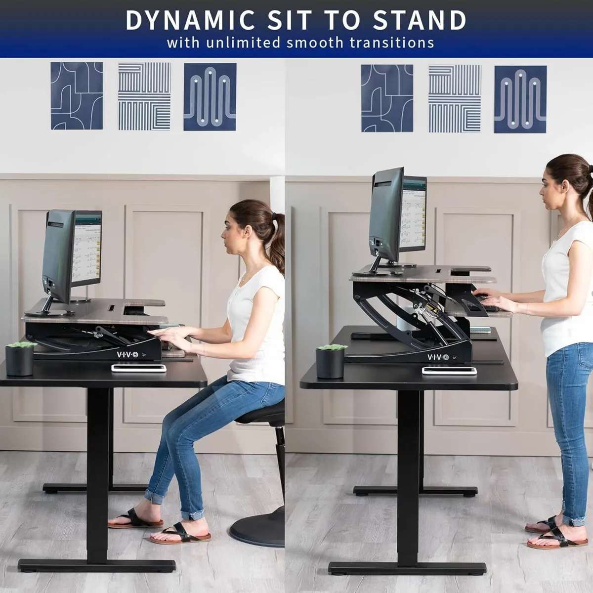 91cm Height Adjustable Stand Up Desk Converter V - Image 4