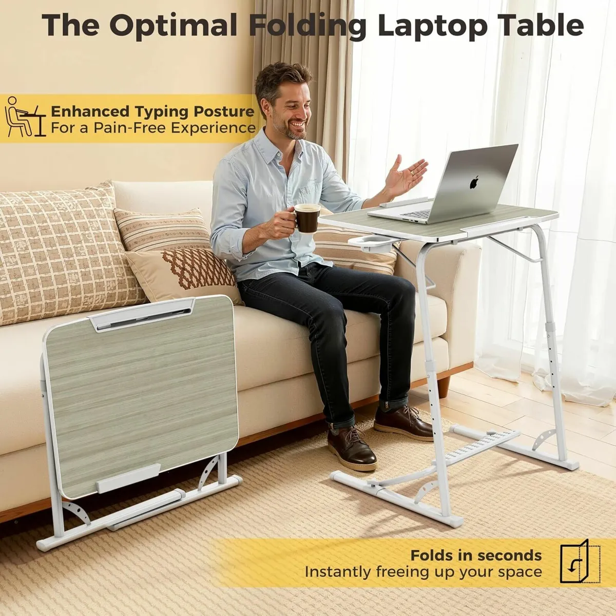 Folding Laptop Table for Sofa - Sturdy Portable - Image 3
