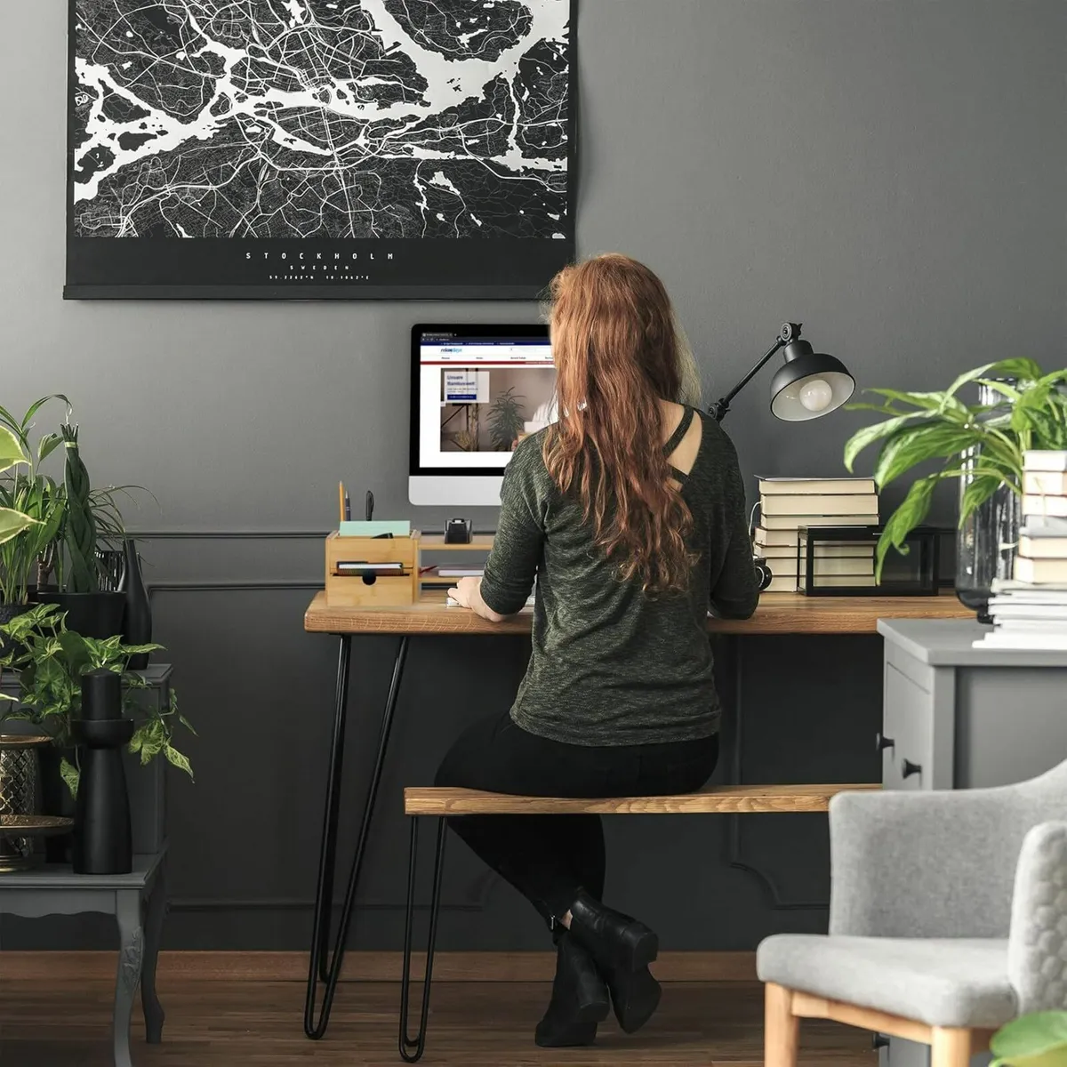 Bamboo Monitor Stand 5 Compartments Screen Raiser - Image 4