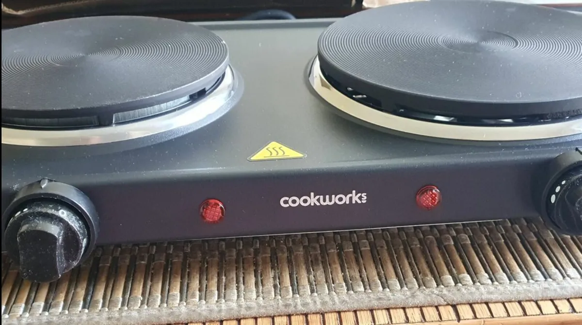 COOKWORKS Black Table Top Hotplate - Double Hob - Image 4