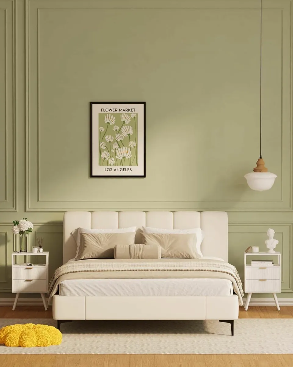 Wooden Bedside Table Nightstand with 2 Storage - Image 3