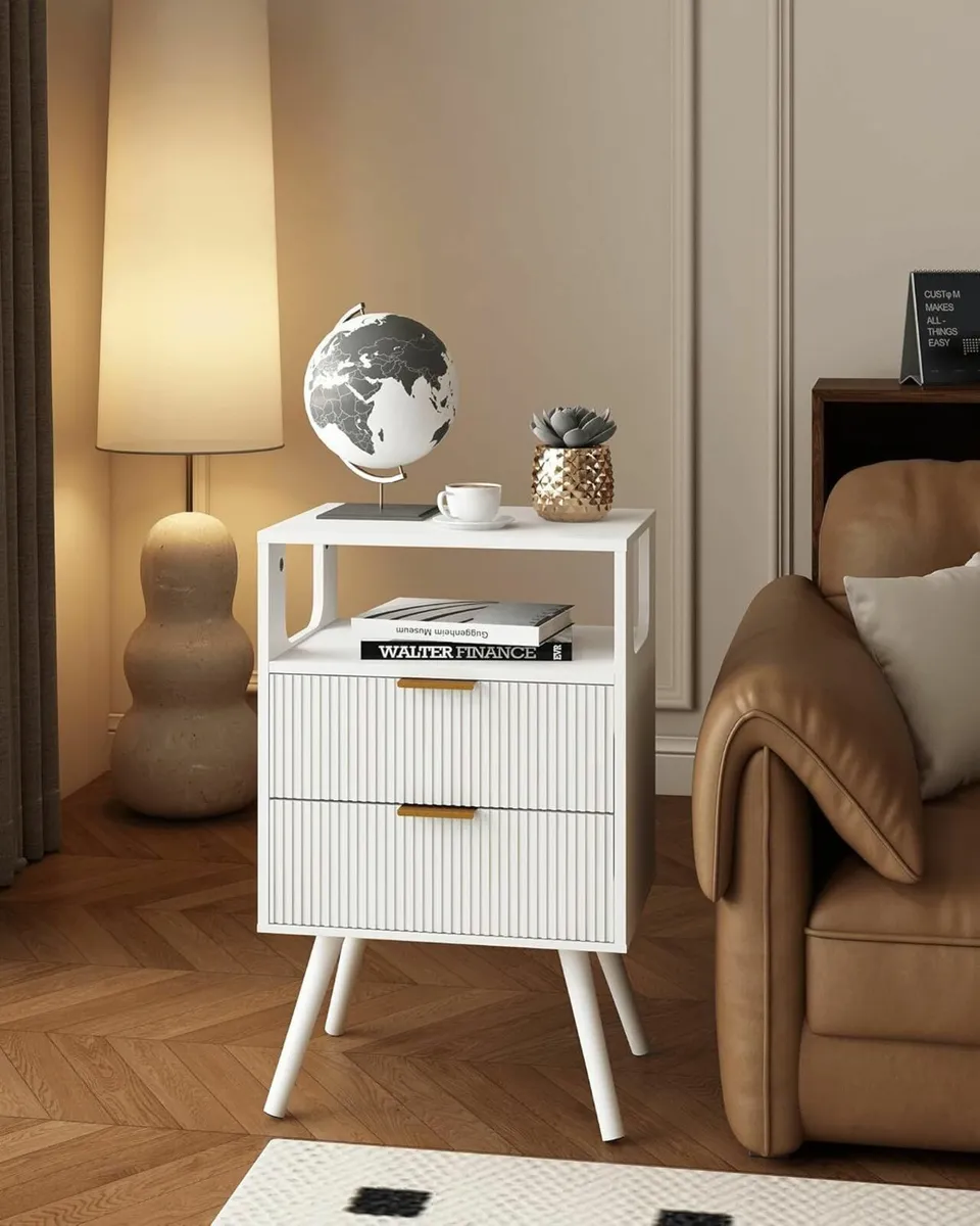 Wooden Bedside Table Nightstand with 2 Storage - Image 4