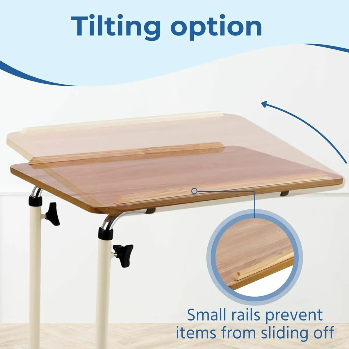 Overbed Table with Wheels – Height Adjustable and - Image 4