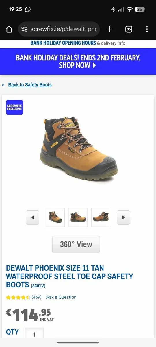 DEWALT PHOENIX TAN WATERPROOF STEEL TOE CAP BOOTS - Image 1