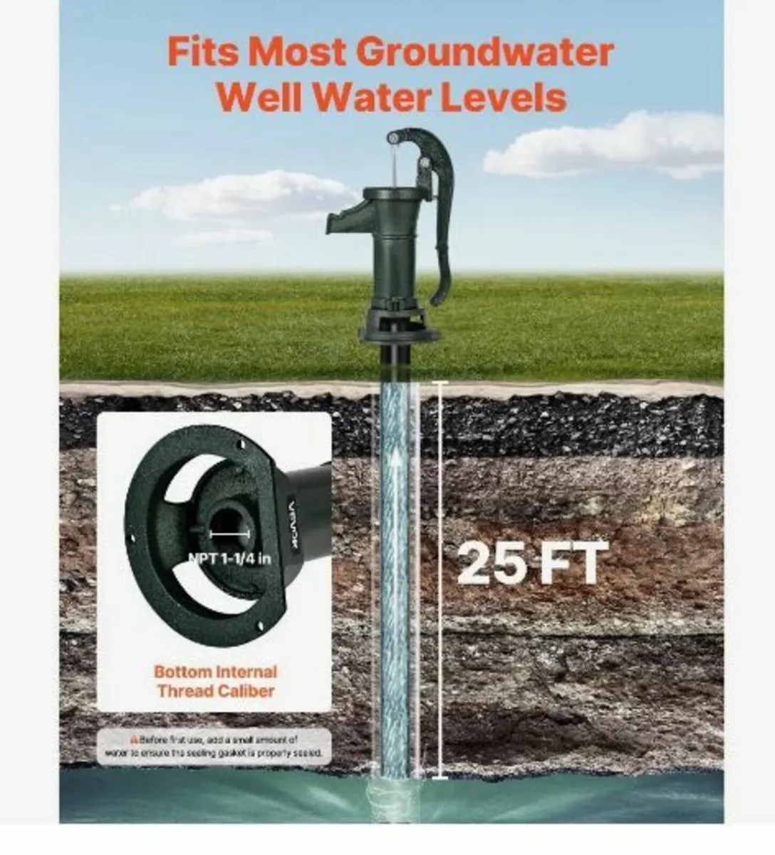 Well Hand Pitcher Pump, 25 ft Maximum Lift - Image 2