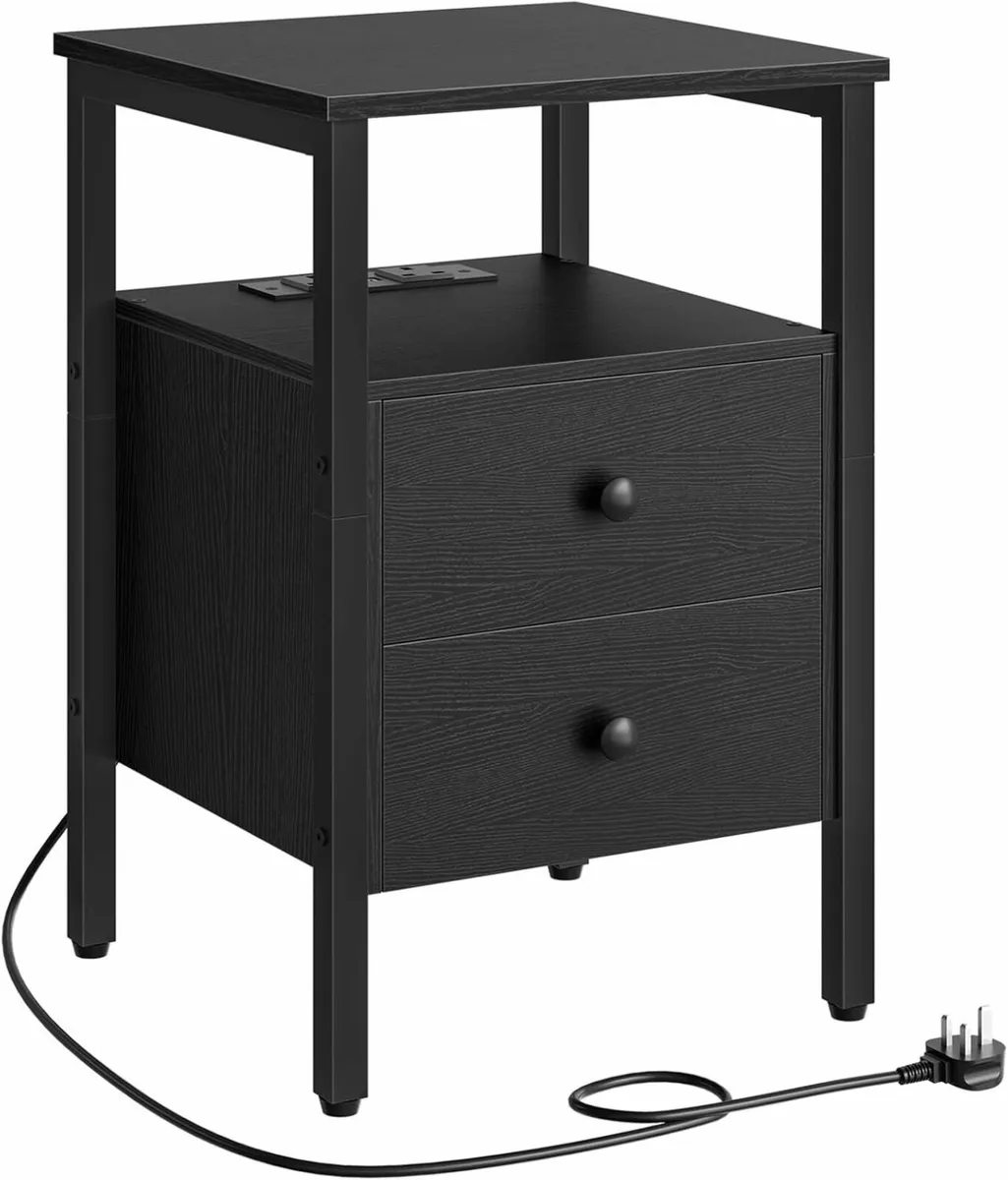Bedside Table with Charging Station Side 2 - Image 1