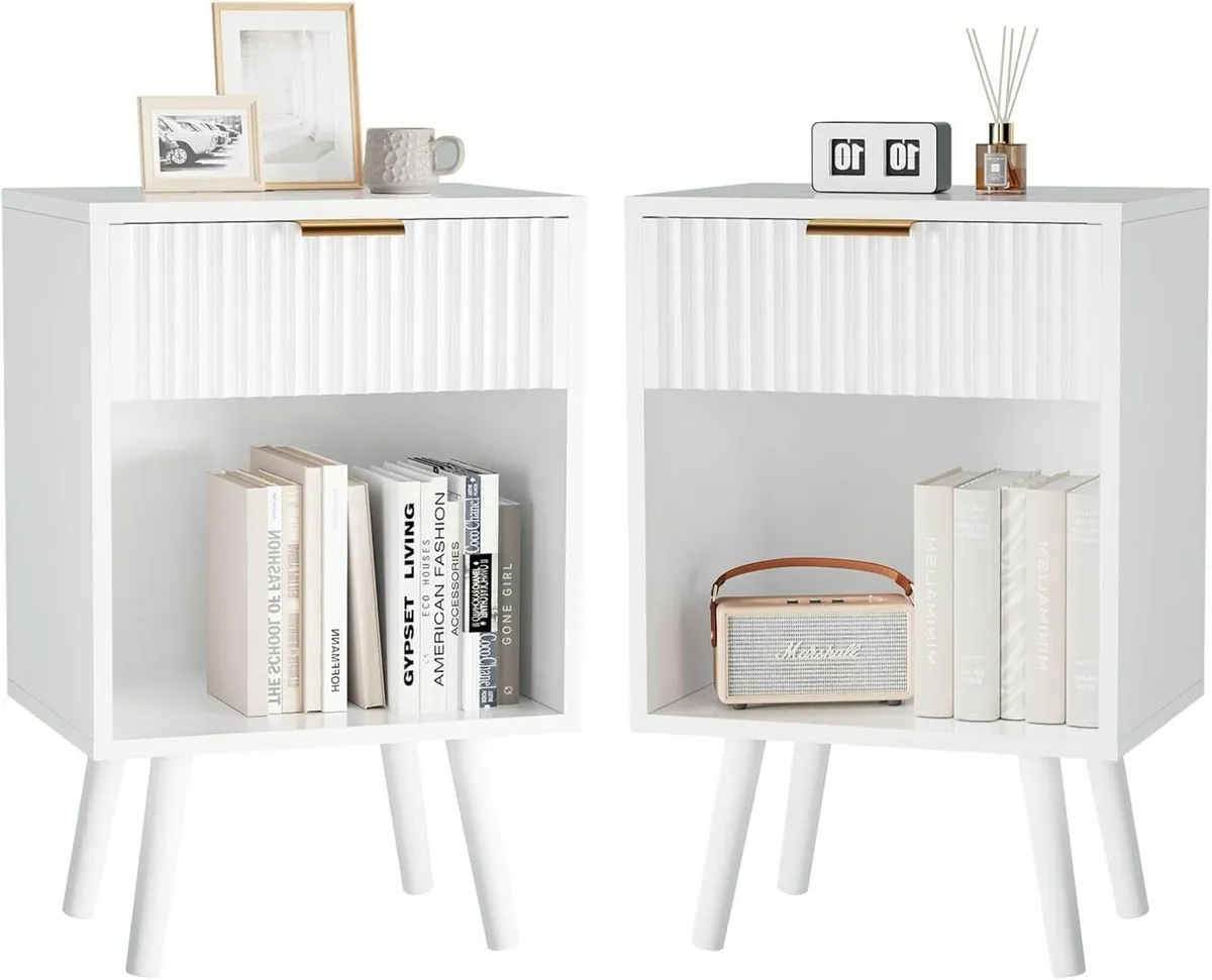 Mid Century Modern Nightstand Set of 2 Side Table - Image 1