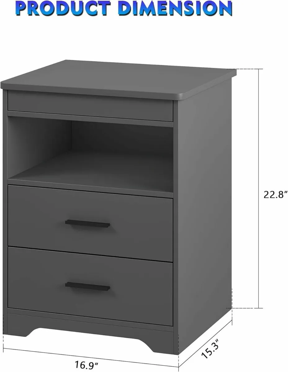 Smart Bedside Table with Charging Station and LED - Image 2
