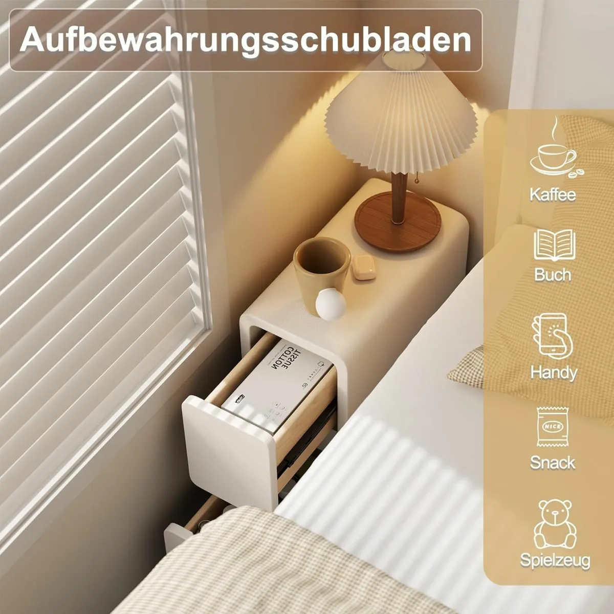 Small Bedside Table Narrow Cabinet with Drawers，Pr - Image 3