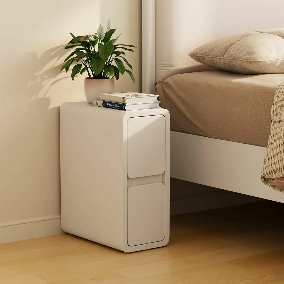 Small Bedside Table Narrow Cabinet with Drawers，Pr - Image 1