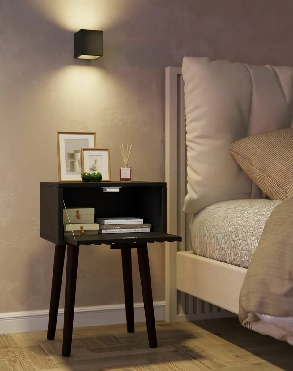 Fluted Nightstand Set of 2 Small End Table Modern - Image 2