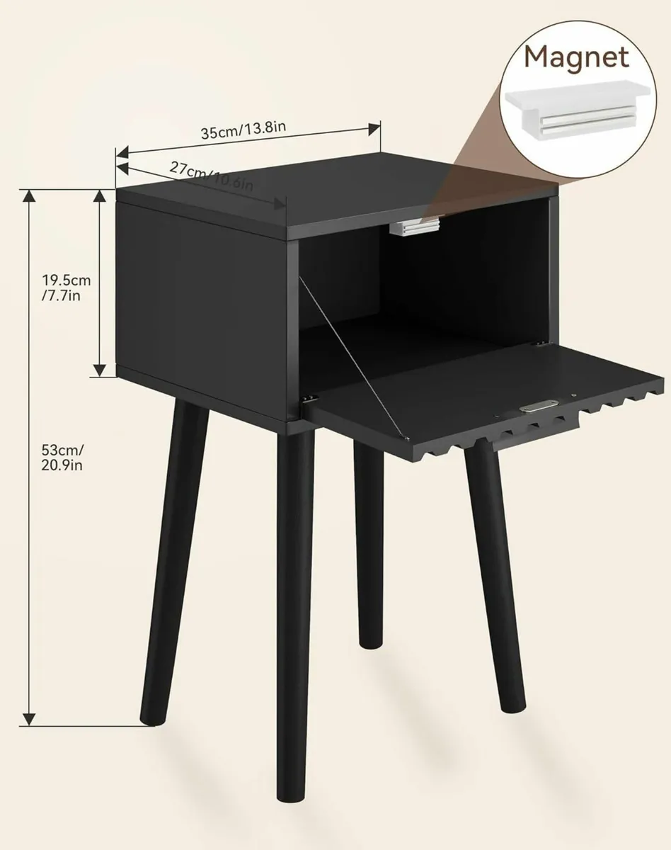 Fluted Nightstand Set of 2 Small End Table Modern - Image 3