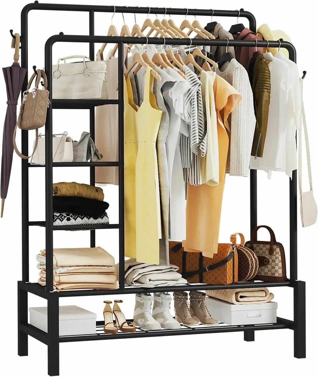 Heavy Duty Clothes Rail 120KG Black Metal Rack - Image 1