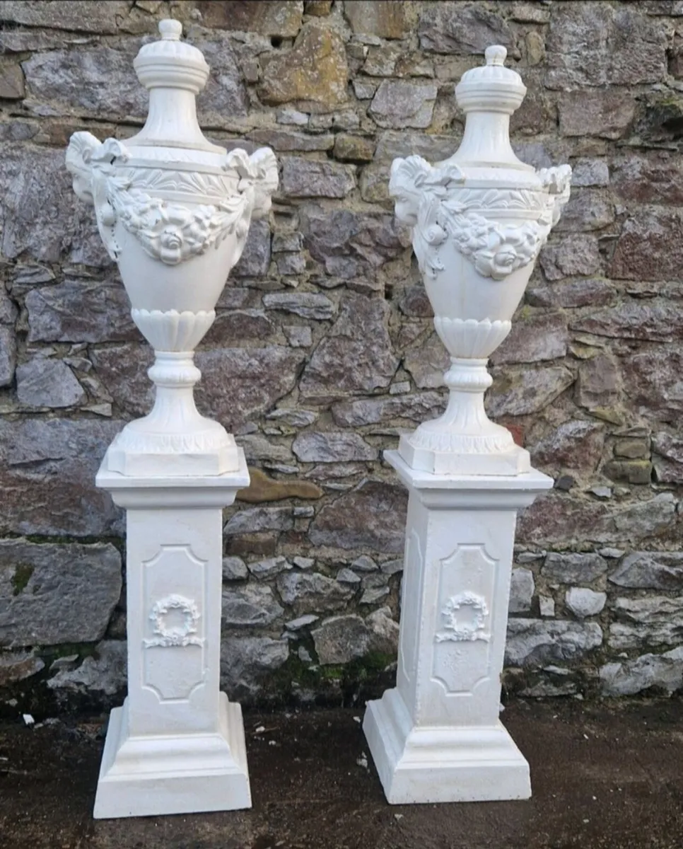 Pair cast  iron  urns 6 ft tall - Image 2