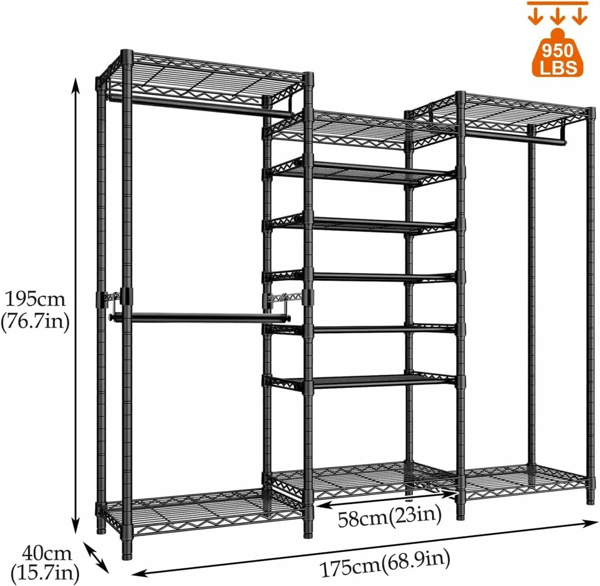 Heavy Duty Clothes Rails Free Standing Rail Coat - Image 3