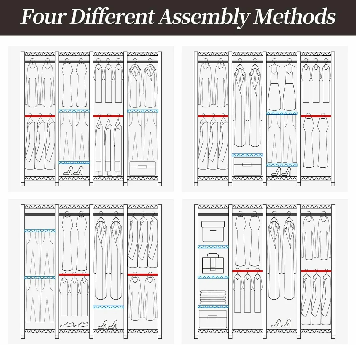 Clothes Rail Heavy Duty Open Wardrobe for Hanging - Image 3