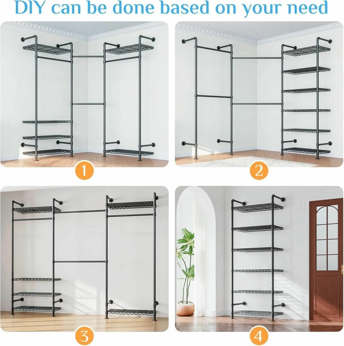 Heavy Duty Clothes Rail with 6 Shelves 2 Expandabl - Image 3