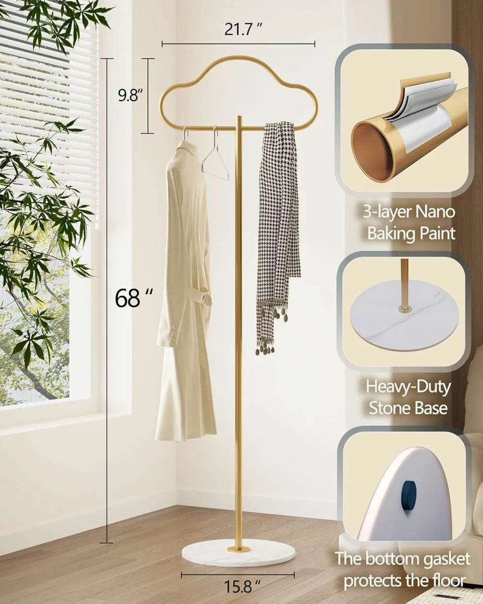 Gold Coat Rack Stand Heavy Duty for Small Space - Image 2