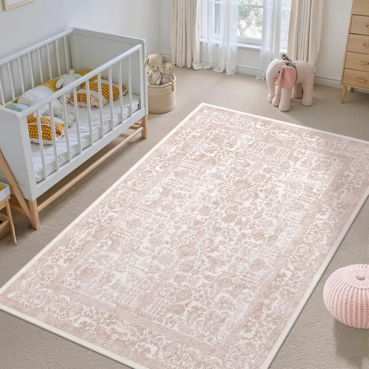 Vintage Pink Rugs Living Room Washable Non Slip - Image 4