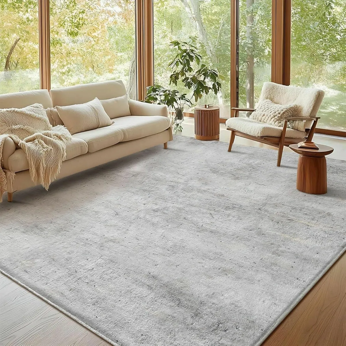 Rugs Living Room Large Rug 160x200cm Brown/White - Image 1