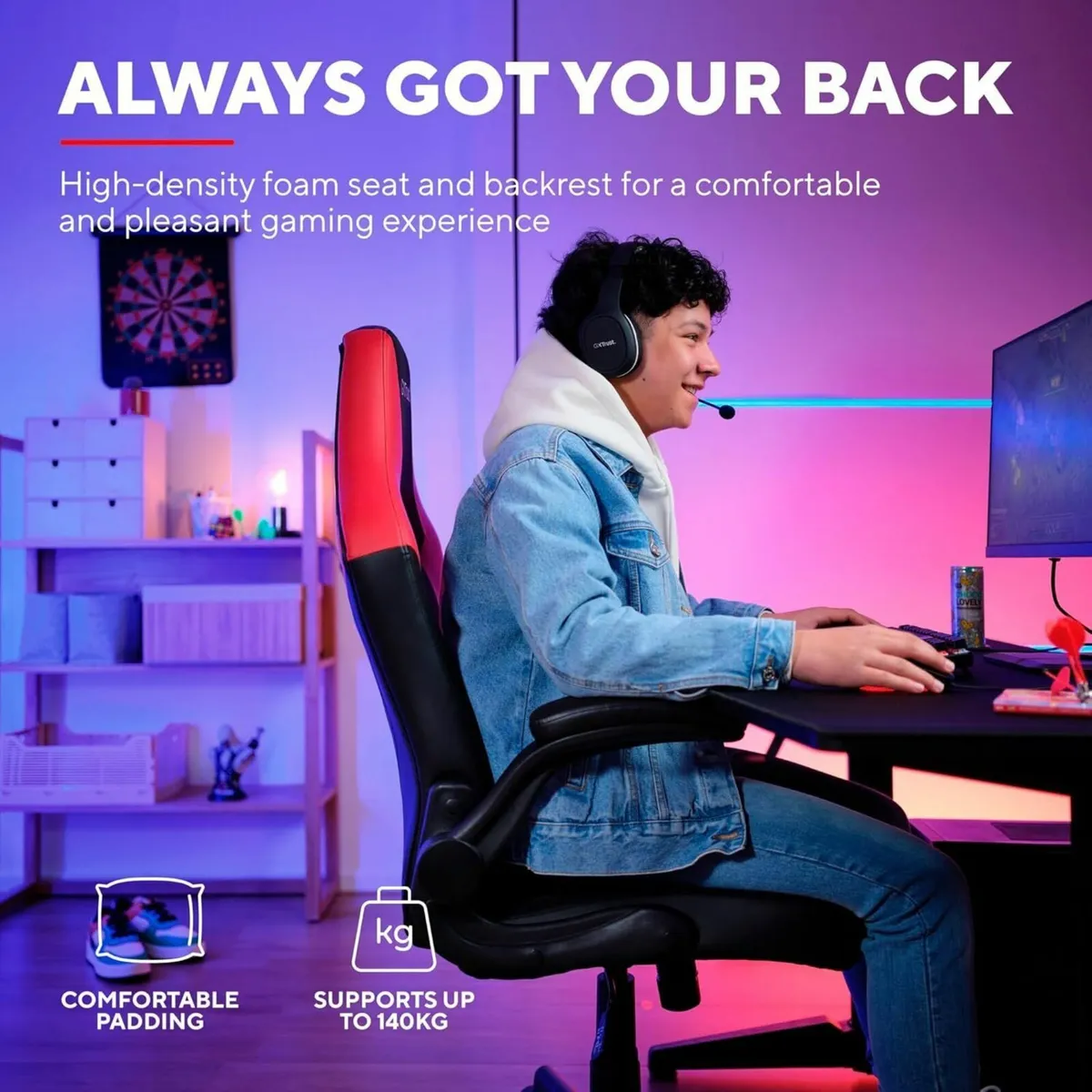 GXTrust 1703 Yezz Gaming Chair with Padded Arm - Image 4